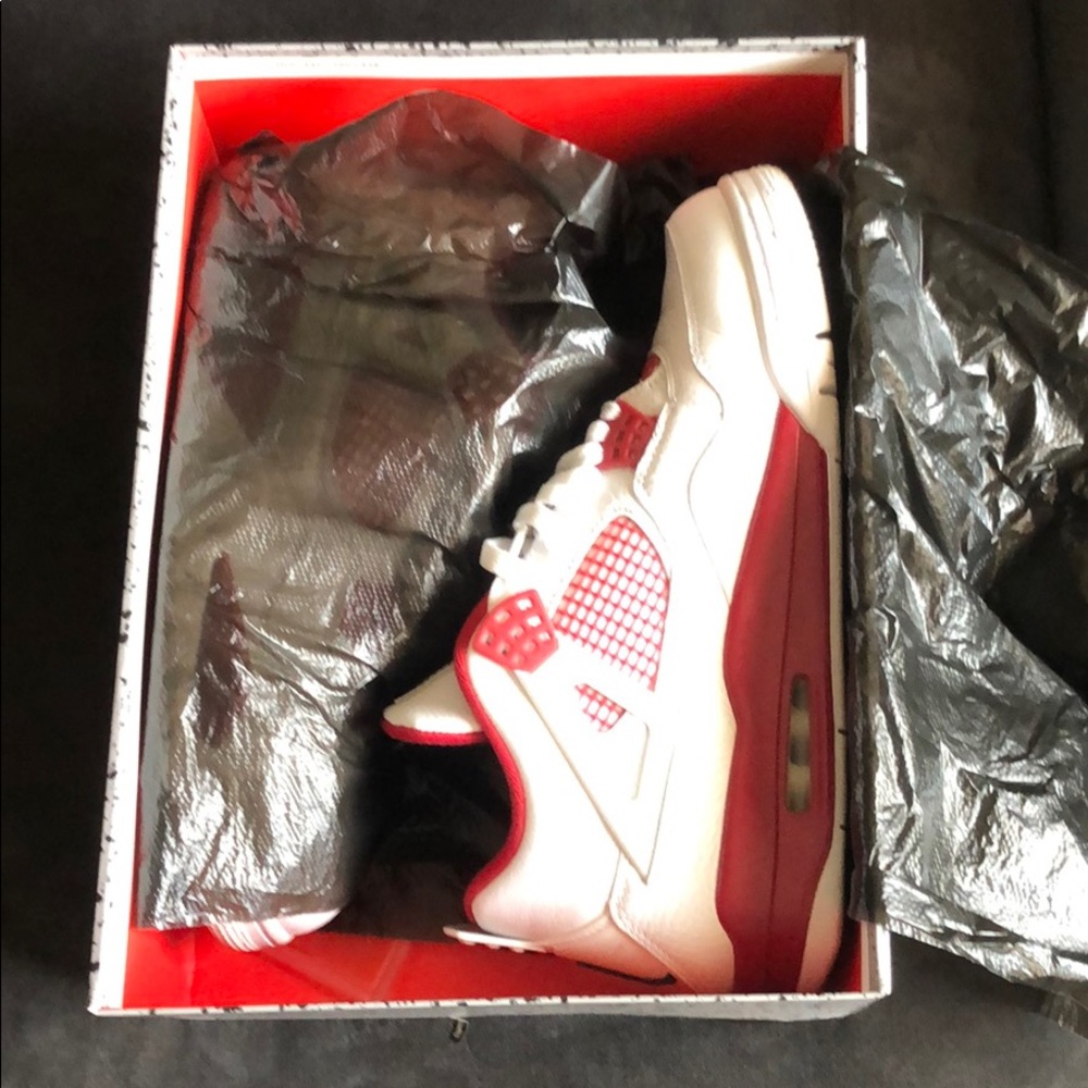 Men's Air Jordan 4 retro, white/black/ gym-red